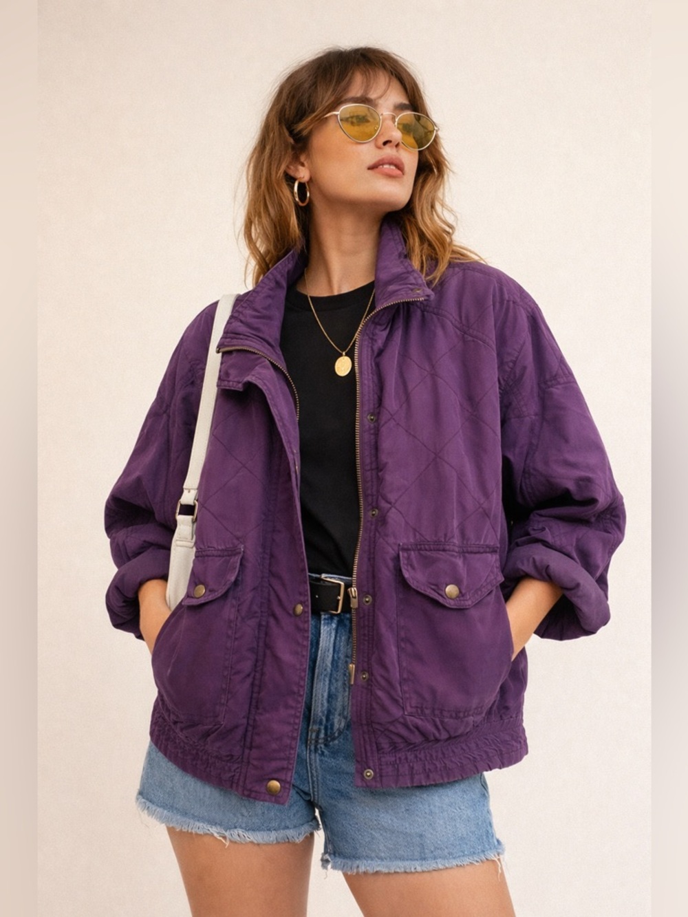 Vintage purple quilted jacket by Lavon Petite 90s MEDIUM